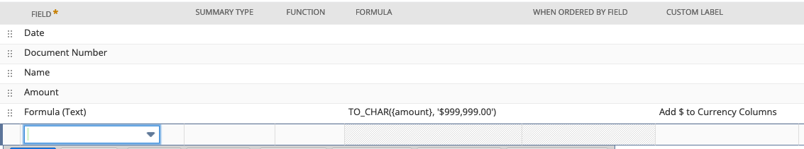 TO_CHAR amount